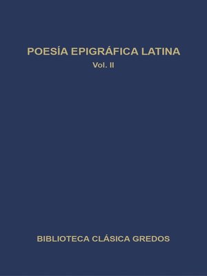 cover image of Poesía epigráfica latina II